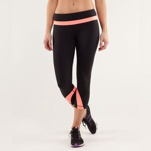 Lululemon Run: Inspire Crop II - Black/Pop Orange